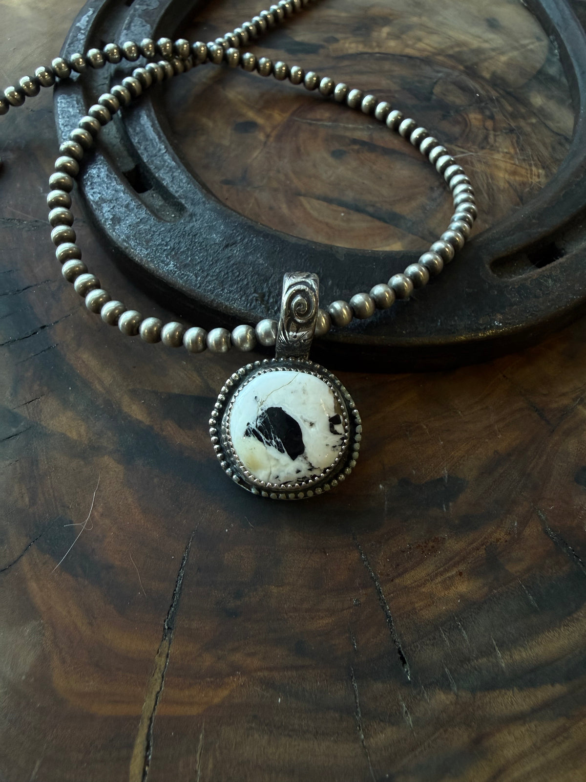 Dorothy Series | White Buffalo Shadowbox Pendant | Floral Bail