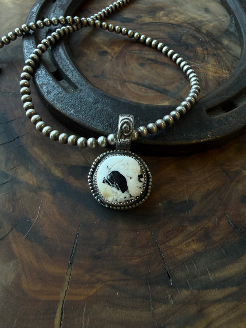 Dorothy Series | White Buffalo Shadowbox Pendant | Floral Bail