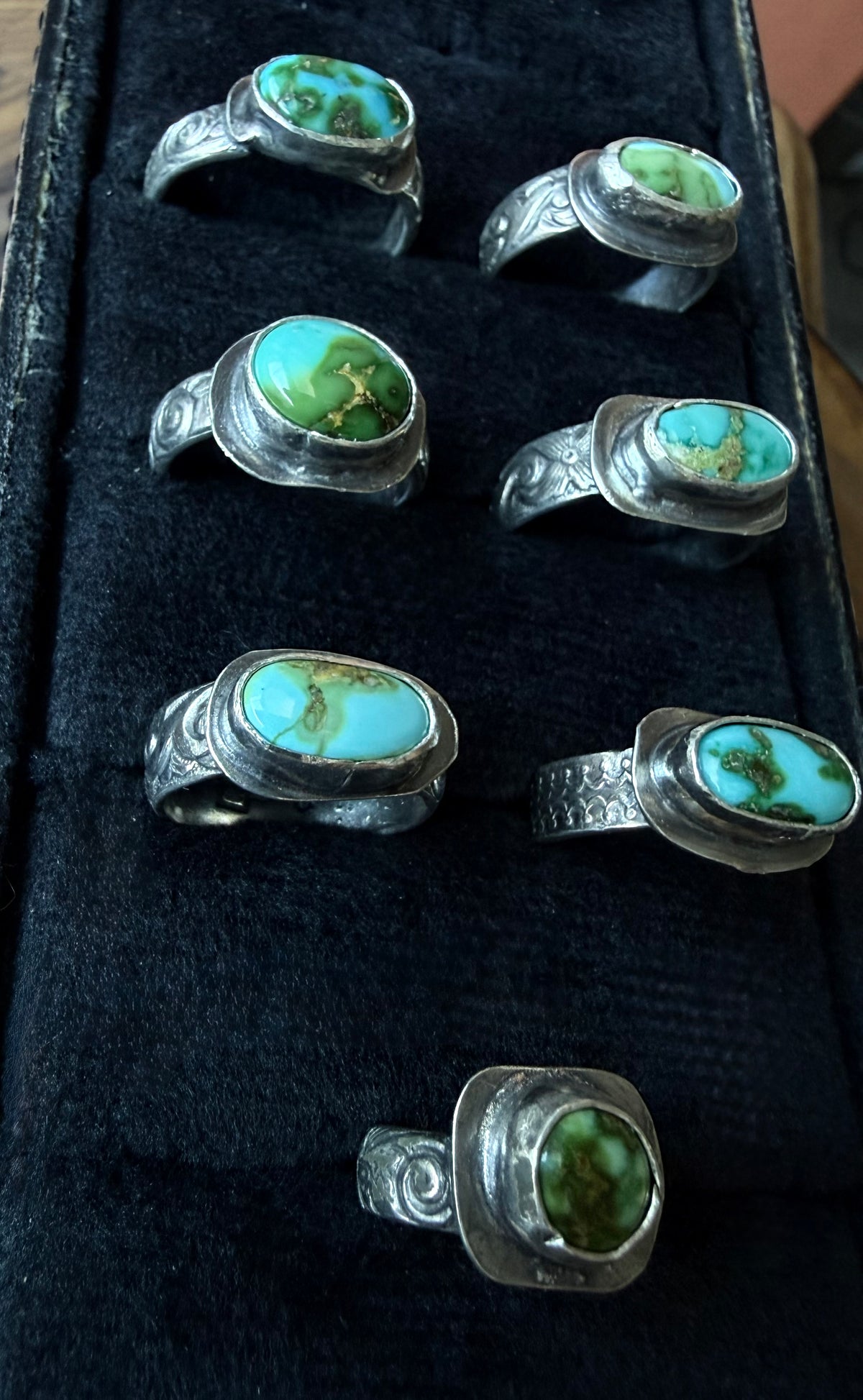 Dorothy Series | Sonoran Turquoise Patterned Silver Rings | Sizes 3.5–9
