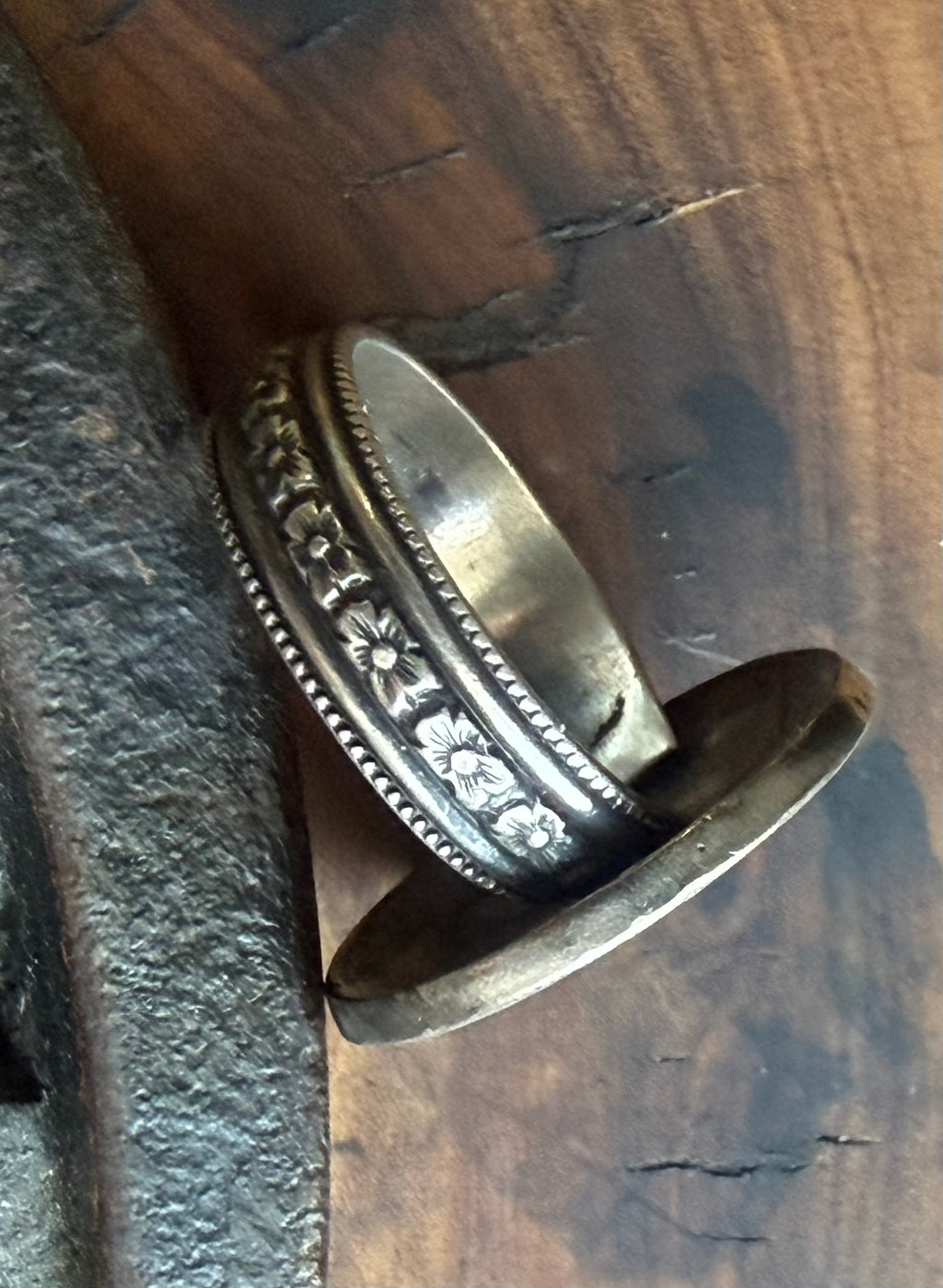 Heritage Series | Buffalo Nickel Dome Ring | Floral Pattern Wire | Size 6