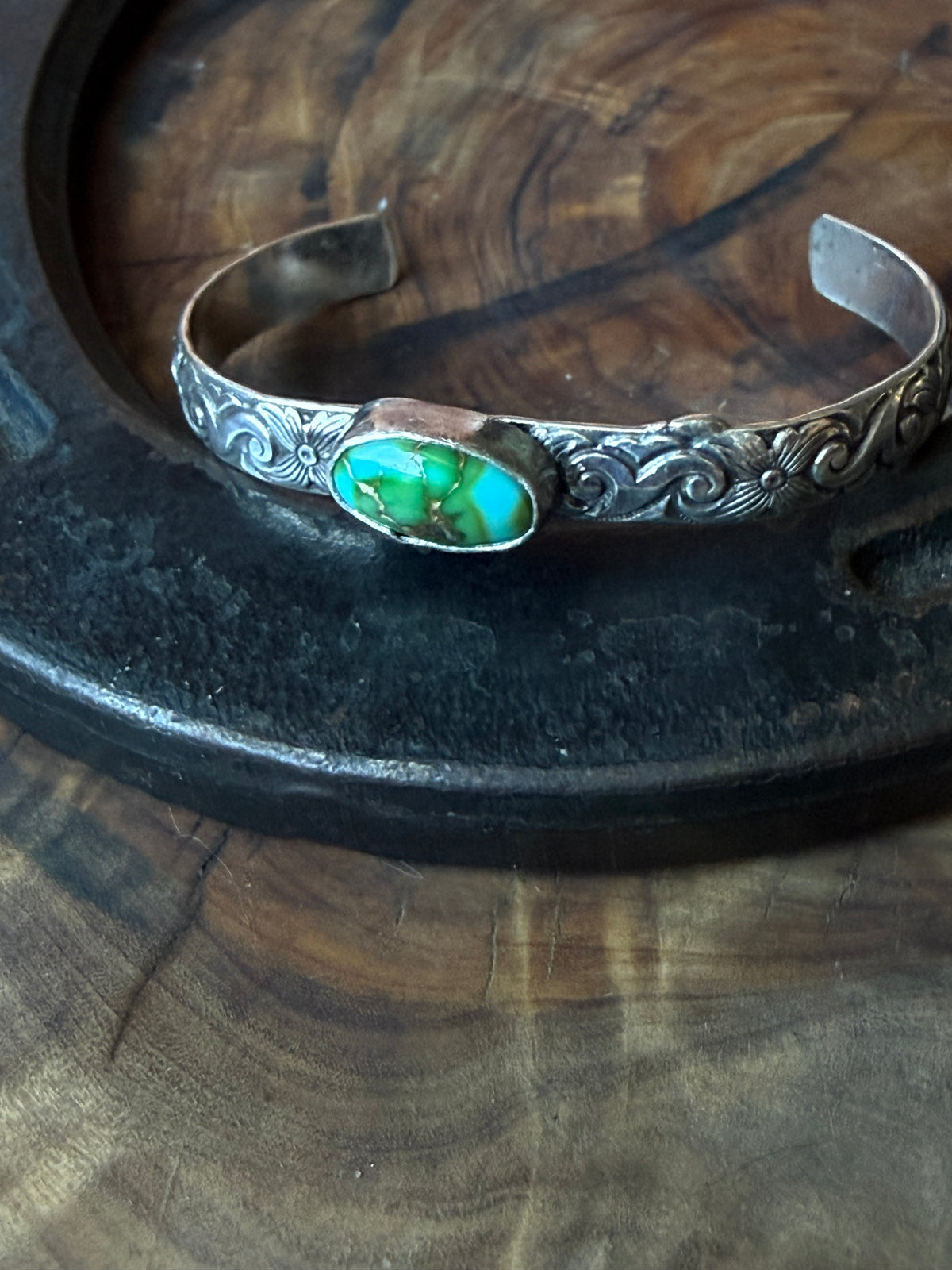 Dorothy Series | Sonoran Turquoise Patterned Silver Cuffs | Petite to Large