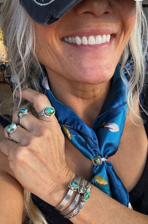 Dorothy Series | Sonoran Turquoise Patterned Silver Rings | Sizes 3.5–9