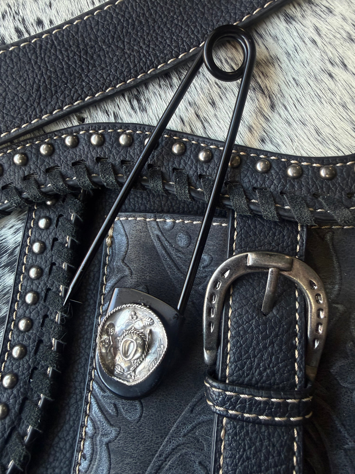 Heritage Series | Black-Tone Jumbo Pin with Sterling Silver Cowgirl Hat | 5 Inch