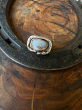 Heritage Series | Blue Druzy & Gold Scarf Slide Ring | Fine & Sterling Silver | Size 4.5