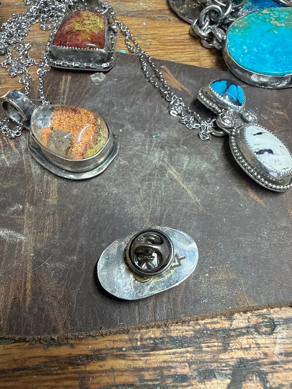 Kingman Turquoise with Quartz Inclusion | Fine & Sterling Silver Multi-Use Pin