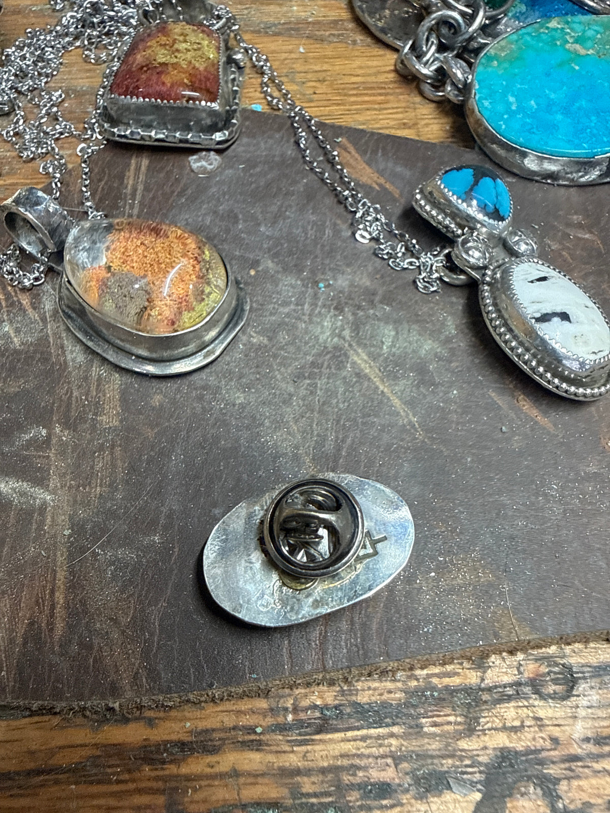Kingman Turquoise with Quartz Inclusion | Fine & Sterling Silver Multi-Use Pin