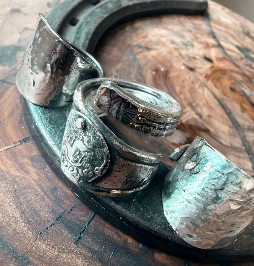 Heritage Series | Vintage Silverware Ring Trio | Stainless Steel | Size 10