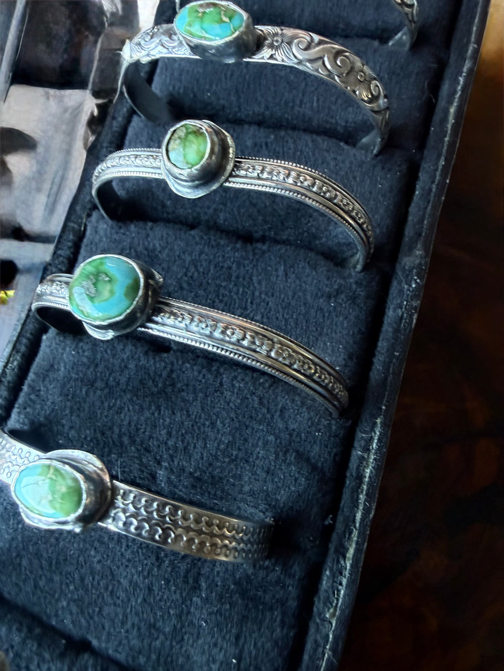 Dorothy Series | Sonoran Turquoise Patterned Silver Cuffs | Petite to Large