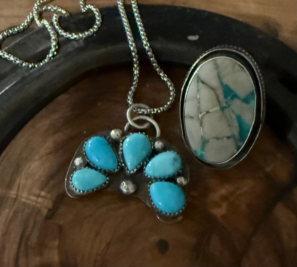 The Dorothy Series | Pilot Mountain Turquoise Shadowbox Ring & Mini Naja Pendant