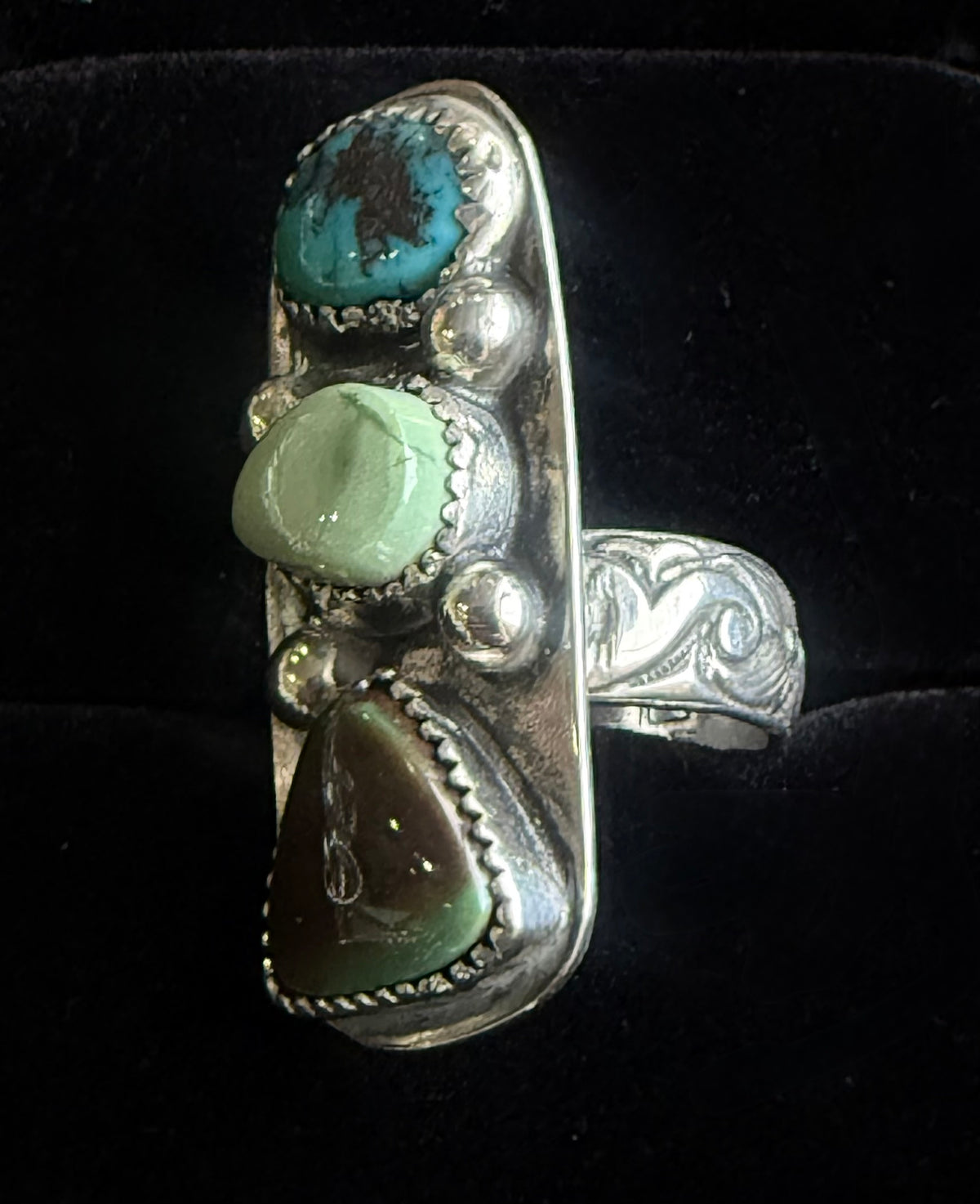 Dorothy Series | Morenci, Orville Jack & Royston Turquoise Ring / Scarf Slide | Size 4.5