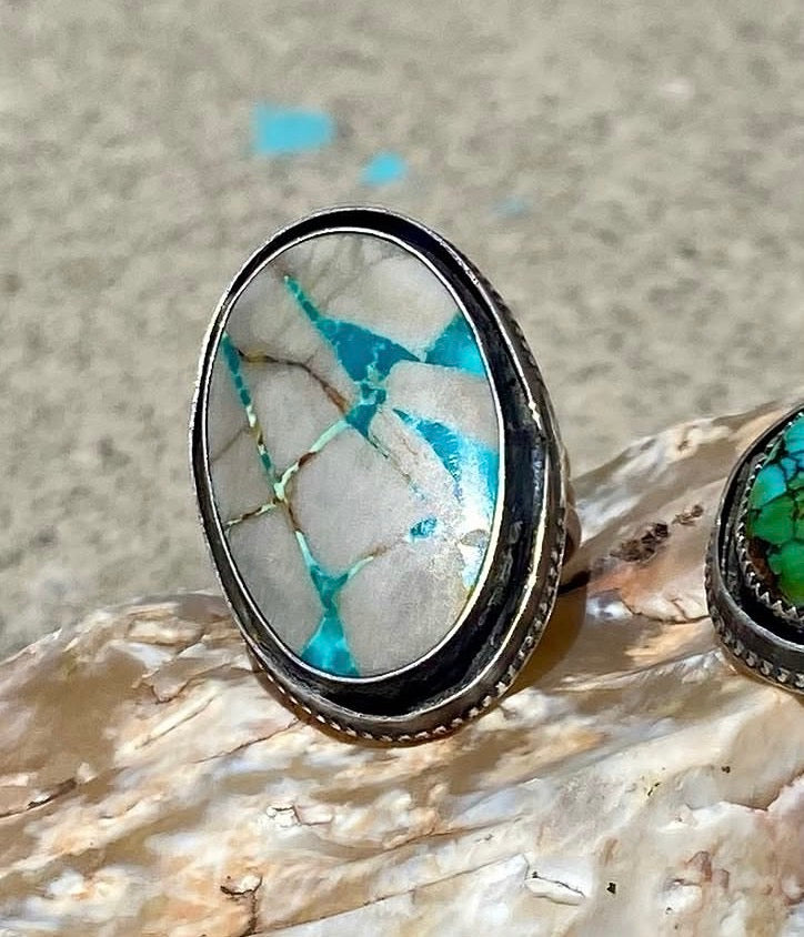 The Dorothy Series | Pilot Mountain Turquoise Shadowbox Ring & Mini Naja Pendant