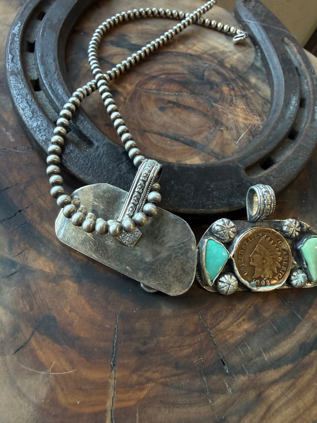 Heritage Series | 1903 & 1907 Wheat Penny + American Turquoise Pendants