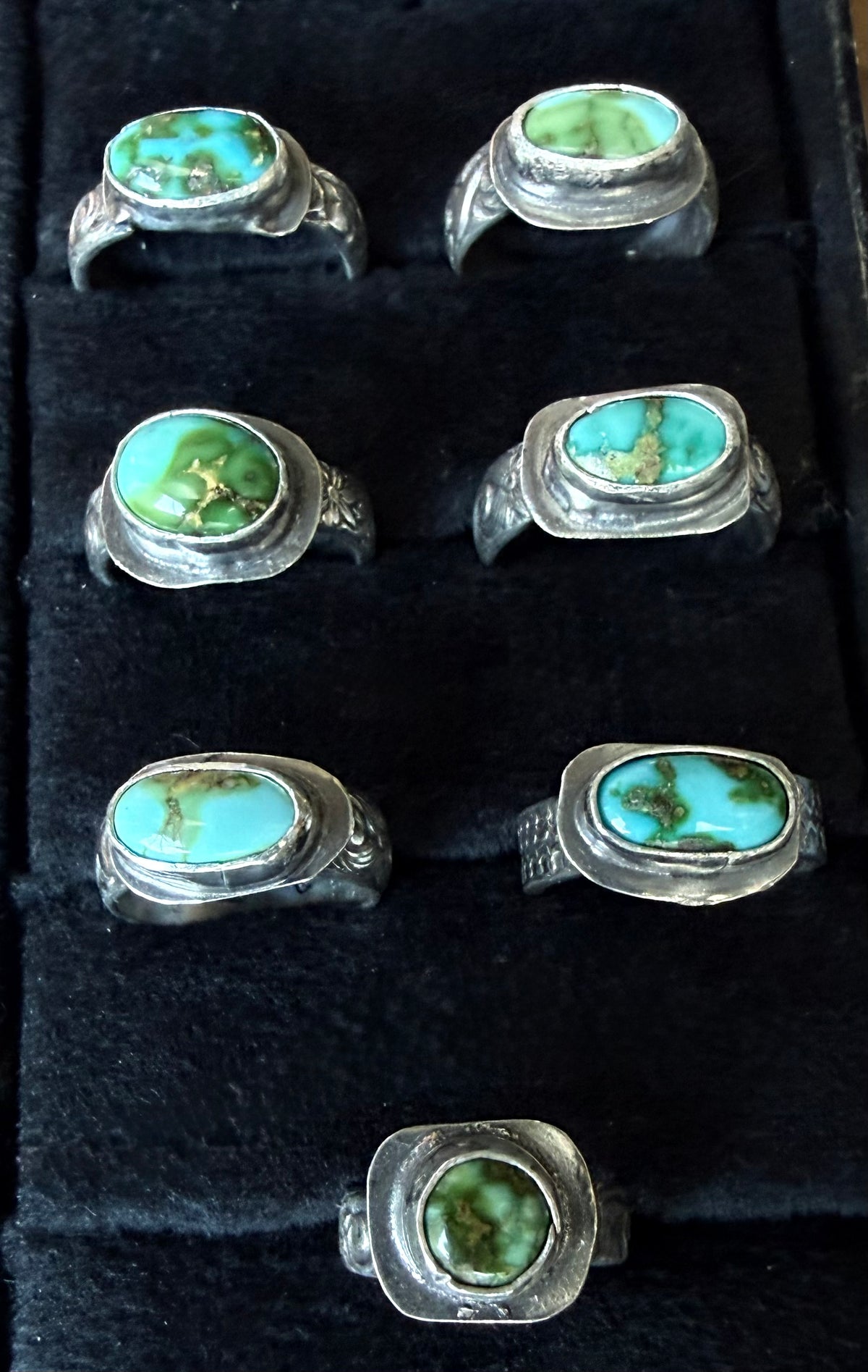 Dorothy Series | Sonoran Turquoise Patterned Silver Rings | Sizes 3.5–9