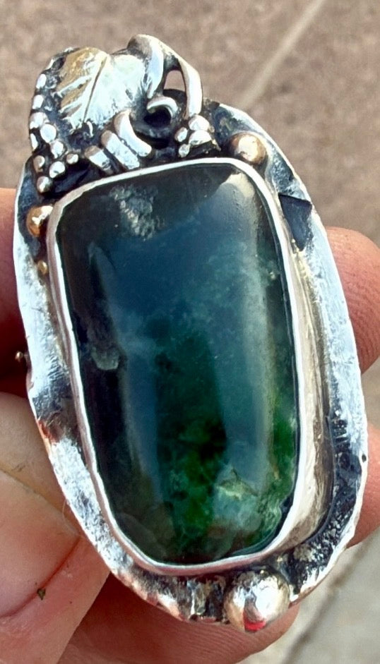 Hand-Forged Guatemalan Jade Artisan Ring – Mixed Metals Sz 6.5
