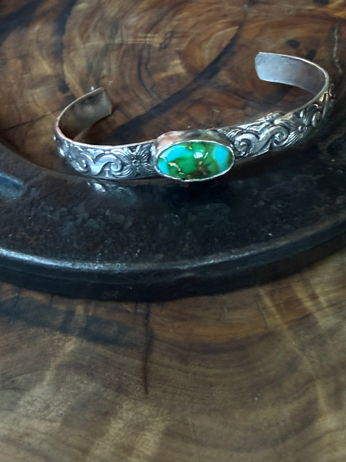 Dorothy Series | Sonoran Turquoise Patterned Silver Cuffs | Petite to Large