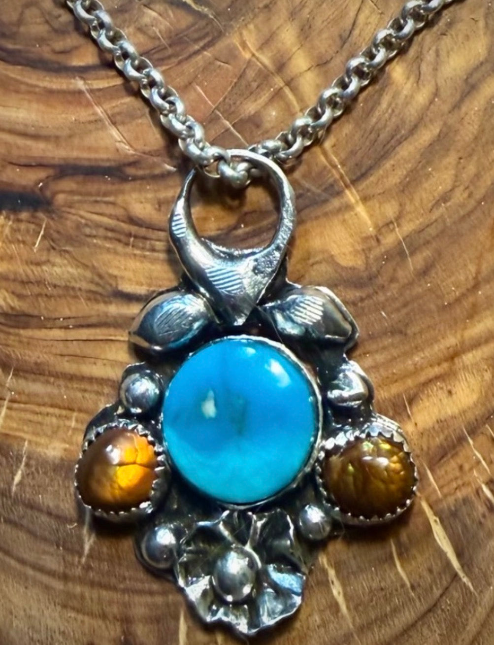 Heritage Series | Sleeping Beauty Turquoise & Arizona Fire Agate Pendant