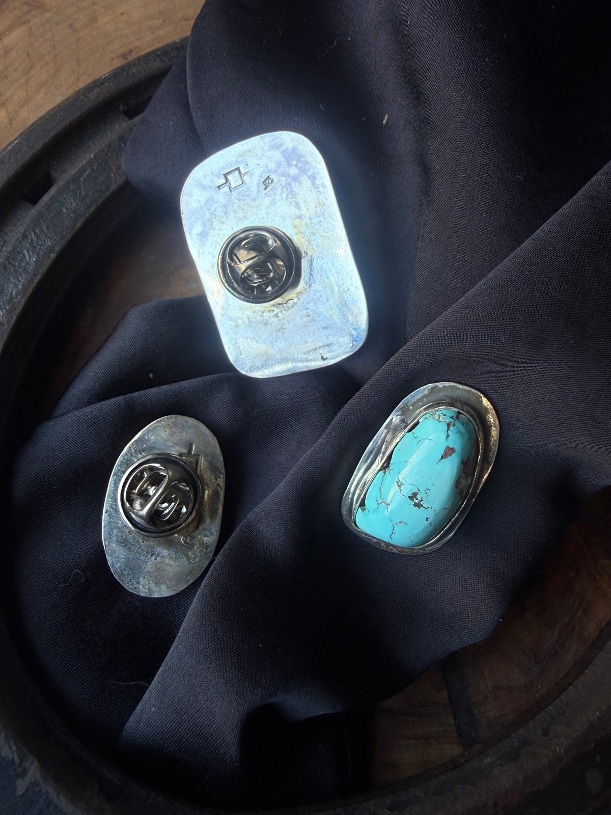 Kingman Turquoise with Natural Matrix | Fine & Sterling Silver Multi-Use Pin