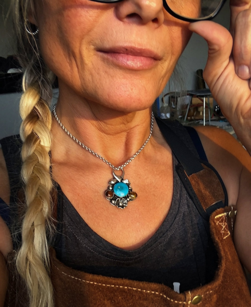 Heritage Series | Sleeping Beauty Turquoise & Arizona Fire Agate Pendant