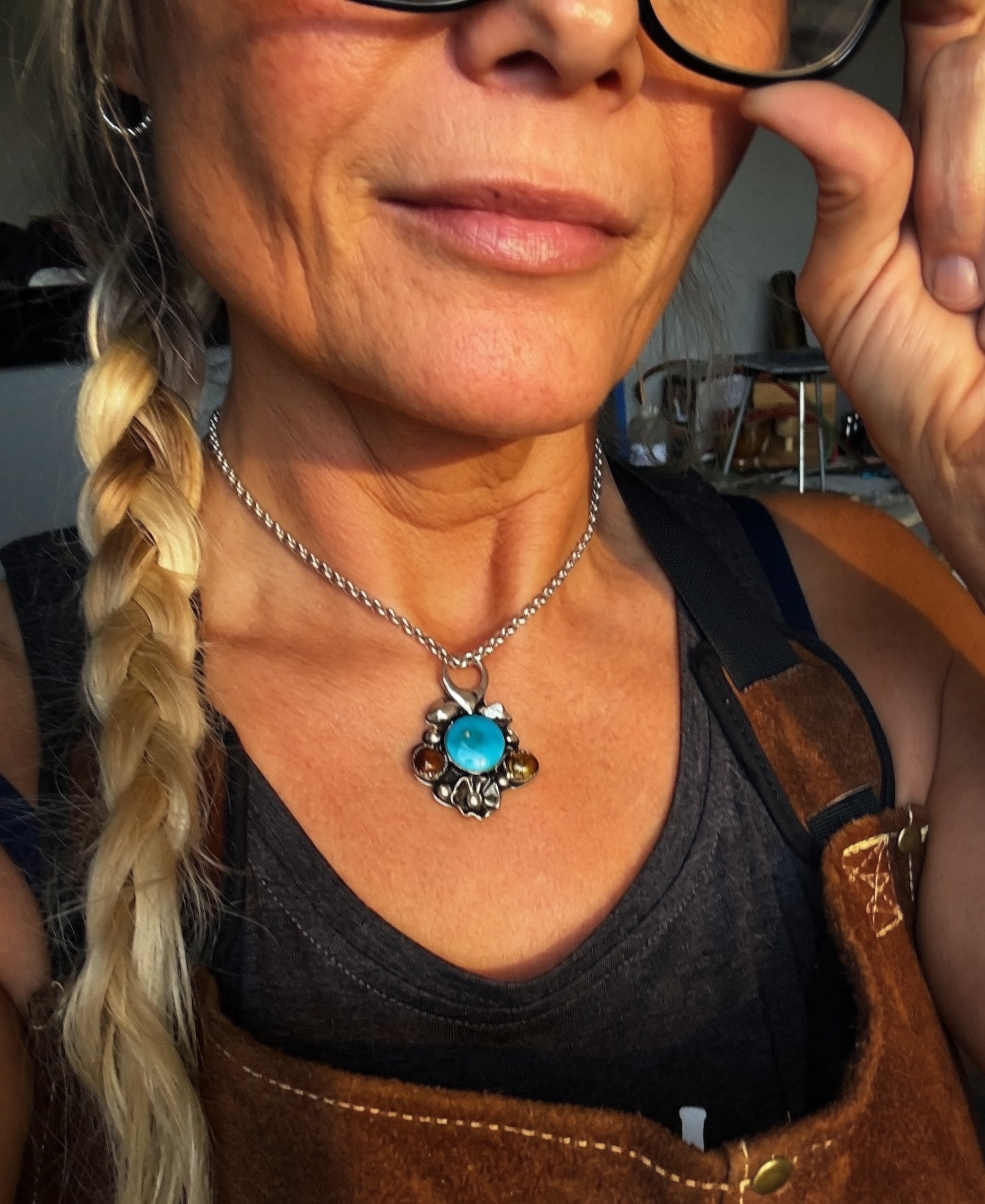 Heritage Series | Sleeping Beauty Turquoise & Arizona Fire Agate Pendant