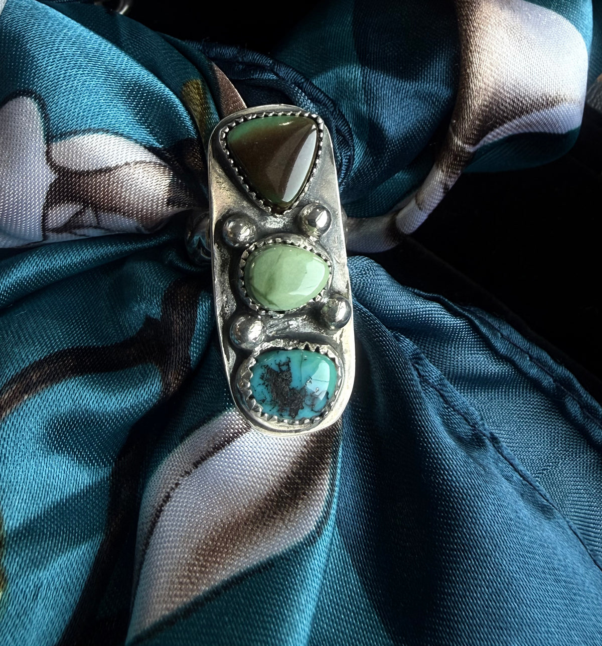 Dorothy Series | Morenci, Orville Jack & Royston Turquoise Ring / Scarf Slide | Size 4.5