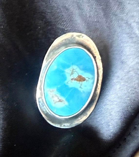 Kingman Turquoise with Quartz Inclusion | Fine & Sterling Silver Multi-Use Pin