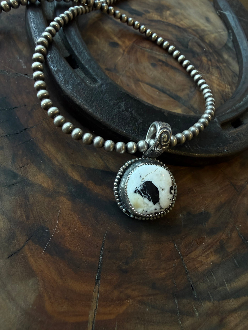 Dorothy Series | White Buffalo Shadowbox Pendant | Floral Bail