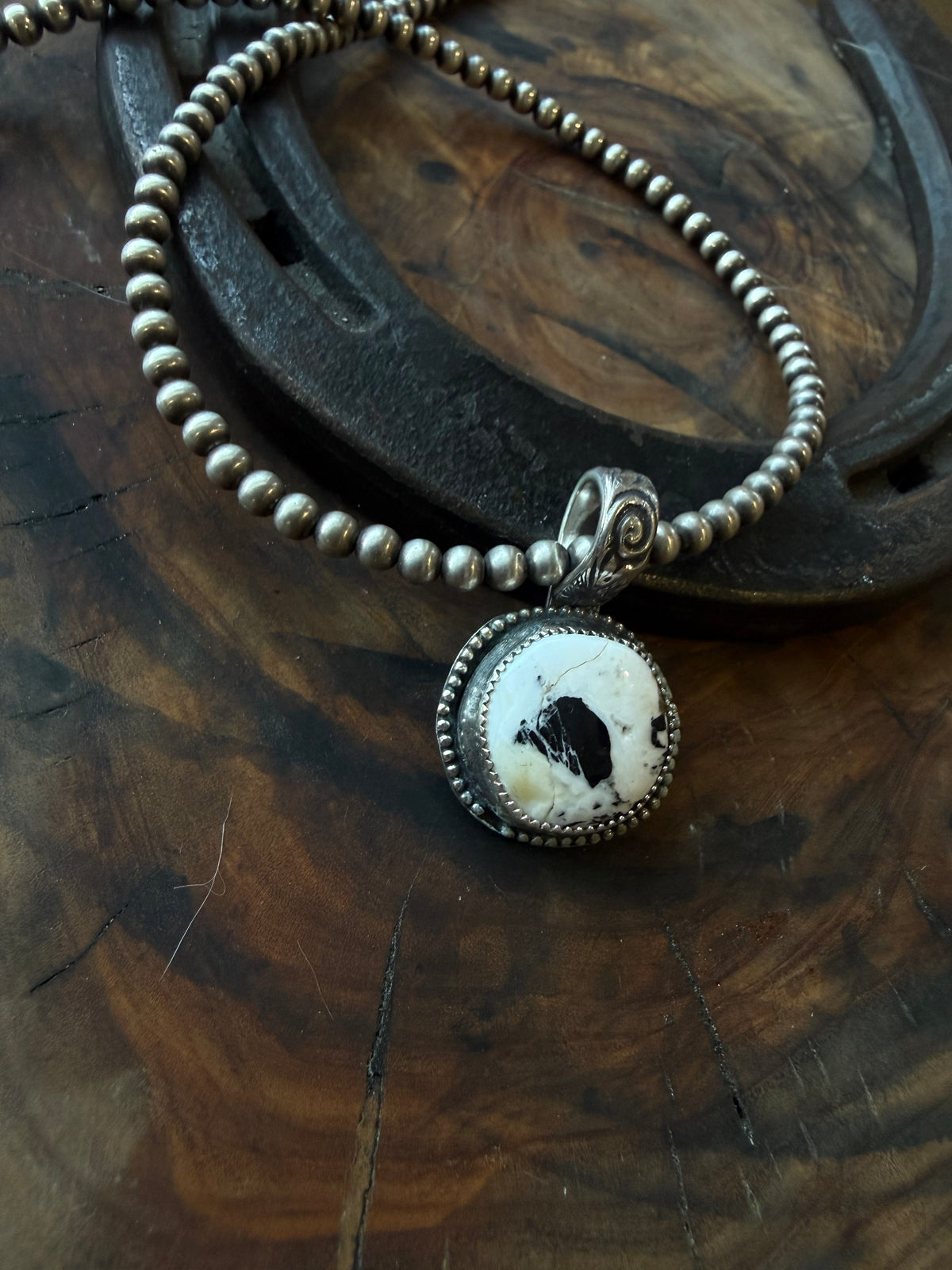 Dorothy Series | White Buffalo Shadowbox Pendant | Floral Bail