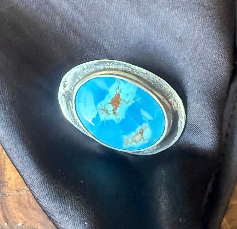 Kingman Turquoise with Quartz Inclusion | Fine & Sterling Silver Multi-Use Pin