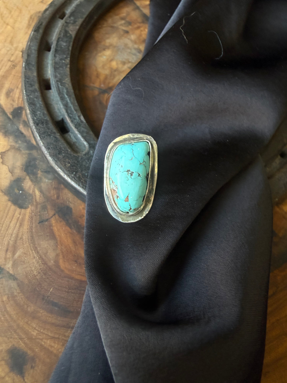 Kingman Turquoise with Natural Matrix | Fine & Sterling Silver Multi-Use Pin