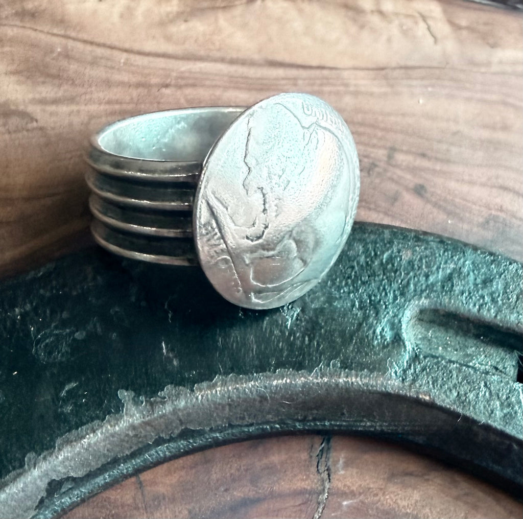 Buffalo Nickel Heritage Ring | Vintage Buffalo Nickel | Sterling Silver | Size 10