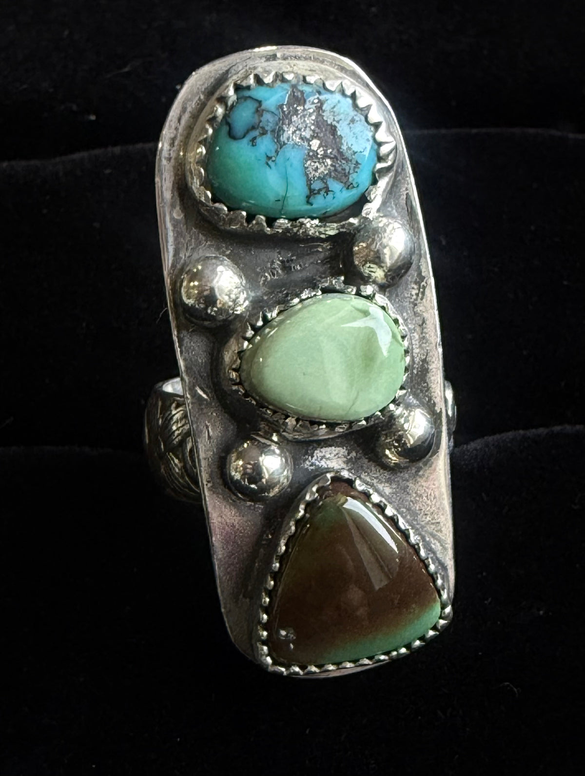 Dorothy Series | Morenci, Orville Jack & Royston Turquoise Ring / Scarf Slide | Size 4.5