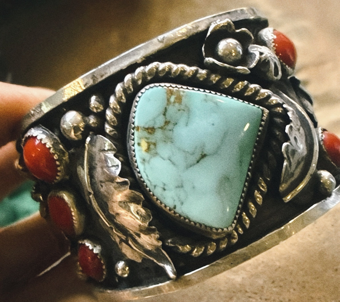 Royston Turquoise & Mediterranean Coral Cuff