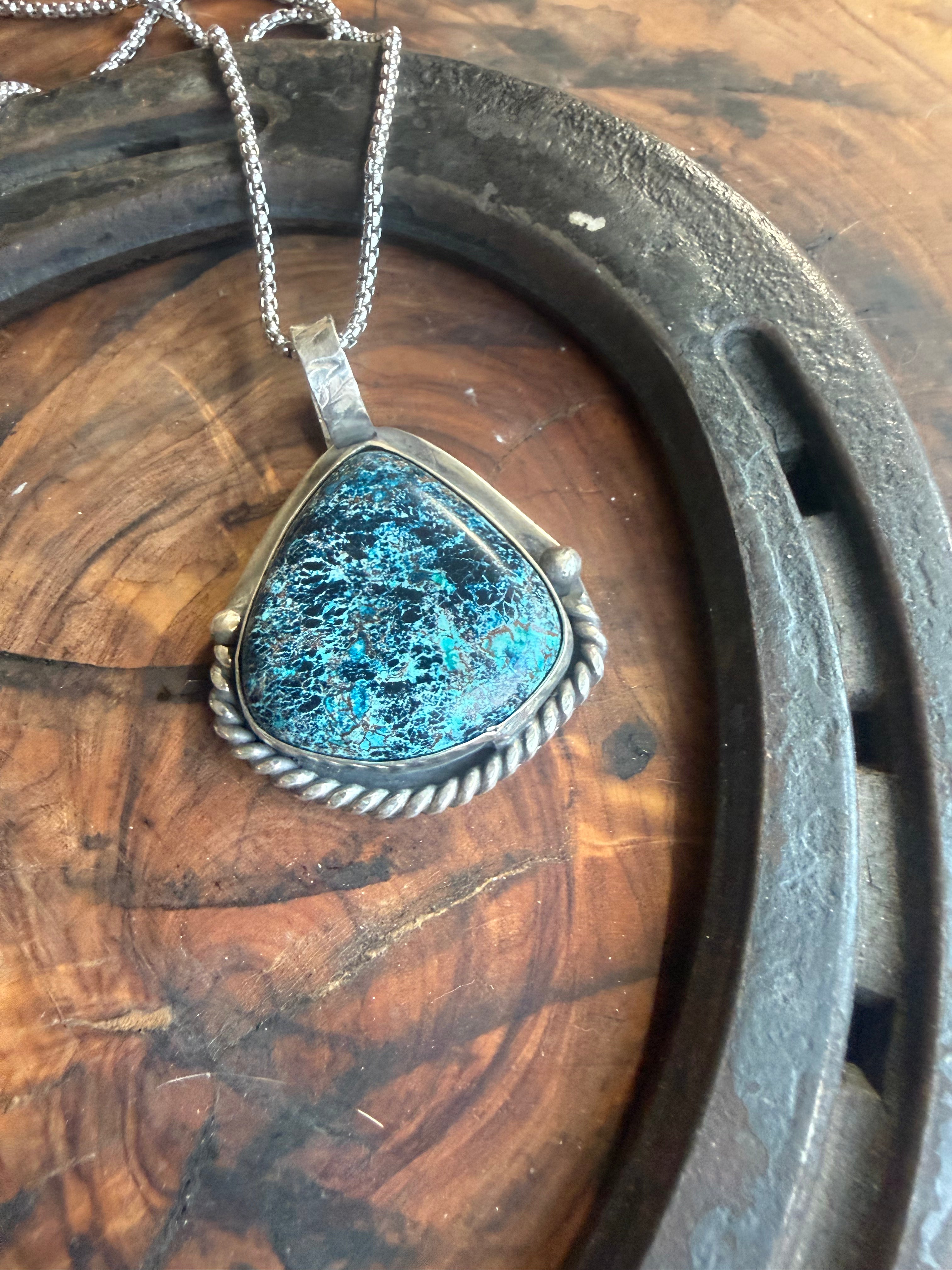 Heritage Series — High Dome Bisbee Turquoise & Chrysocolla Pendant