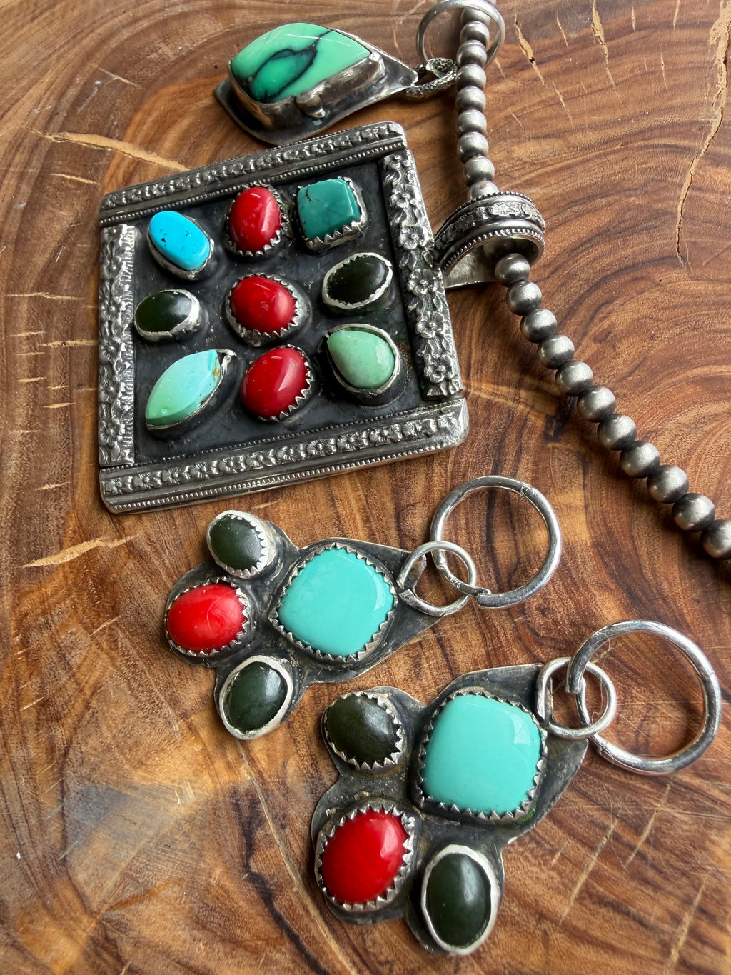 Desert Bloom Shadow Box Pendant & Chandelier Huggie Set