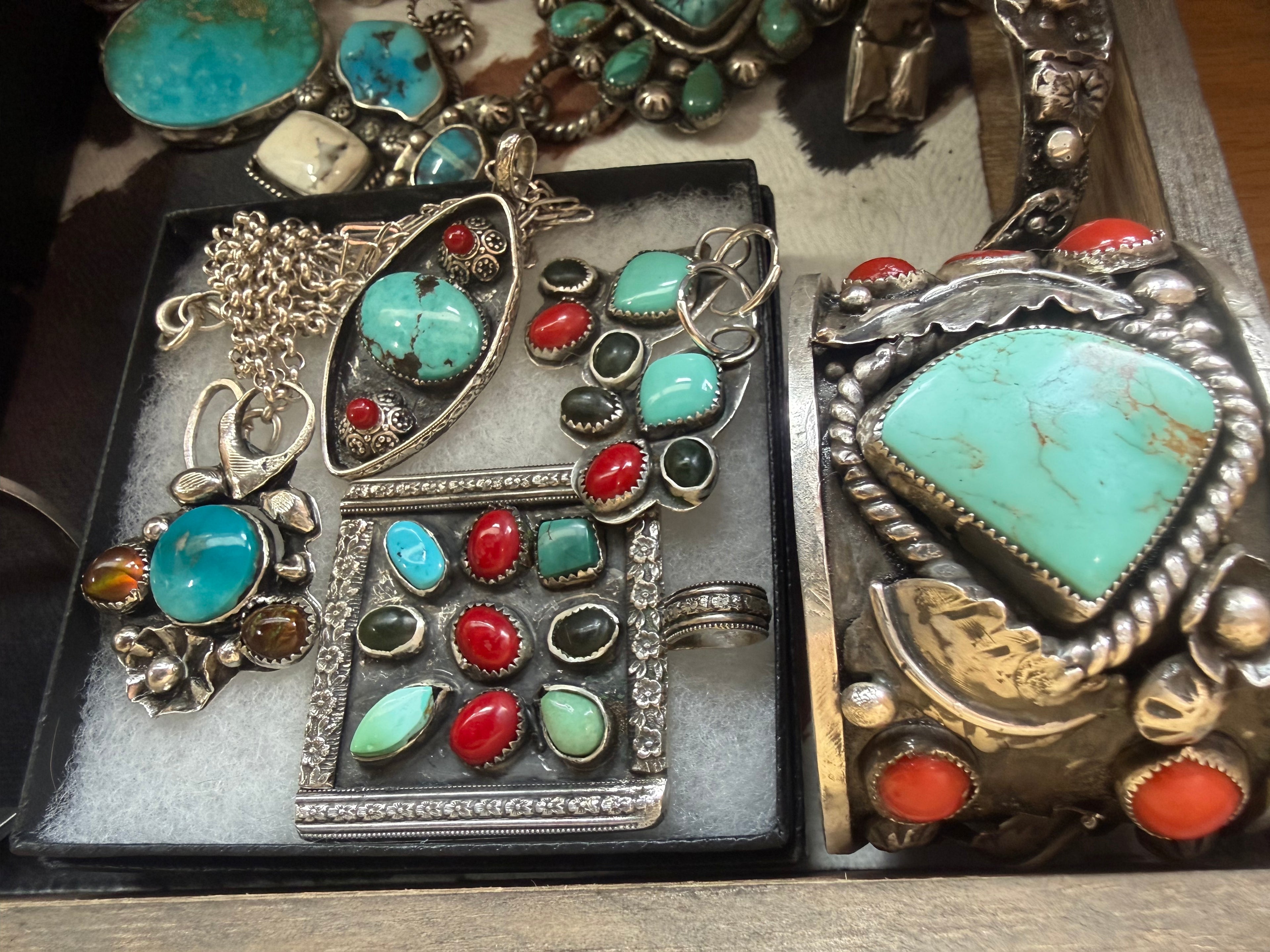Desert Bloom Shadow Box Pendant & Chandelier Huggie Set