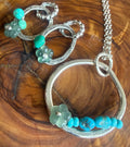 Desert Bloom Small Huggies & Pendant Set | Guatemalan Jadeite, Natural Turquoise & Sterling Silver