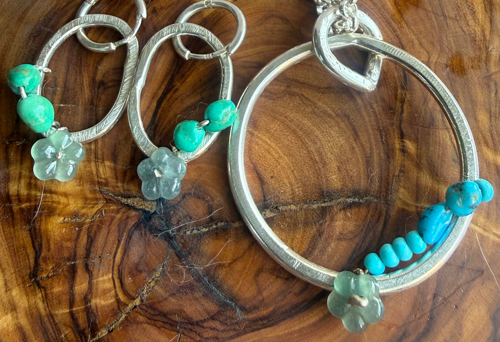 Desert Bloom Pendants | Guatemalan Jadeite, Natural Turquoise & Sterling Silver