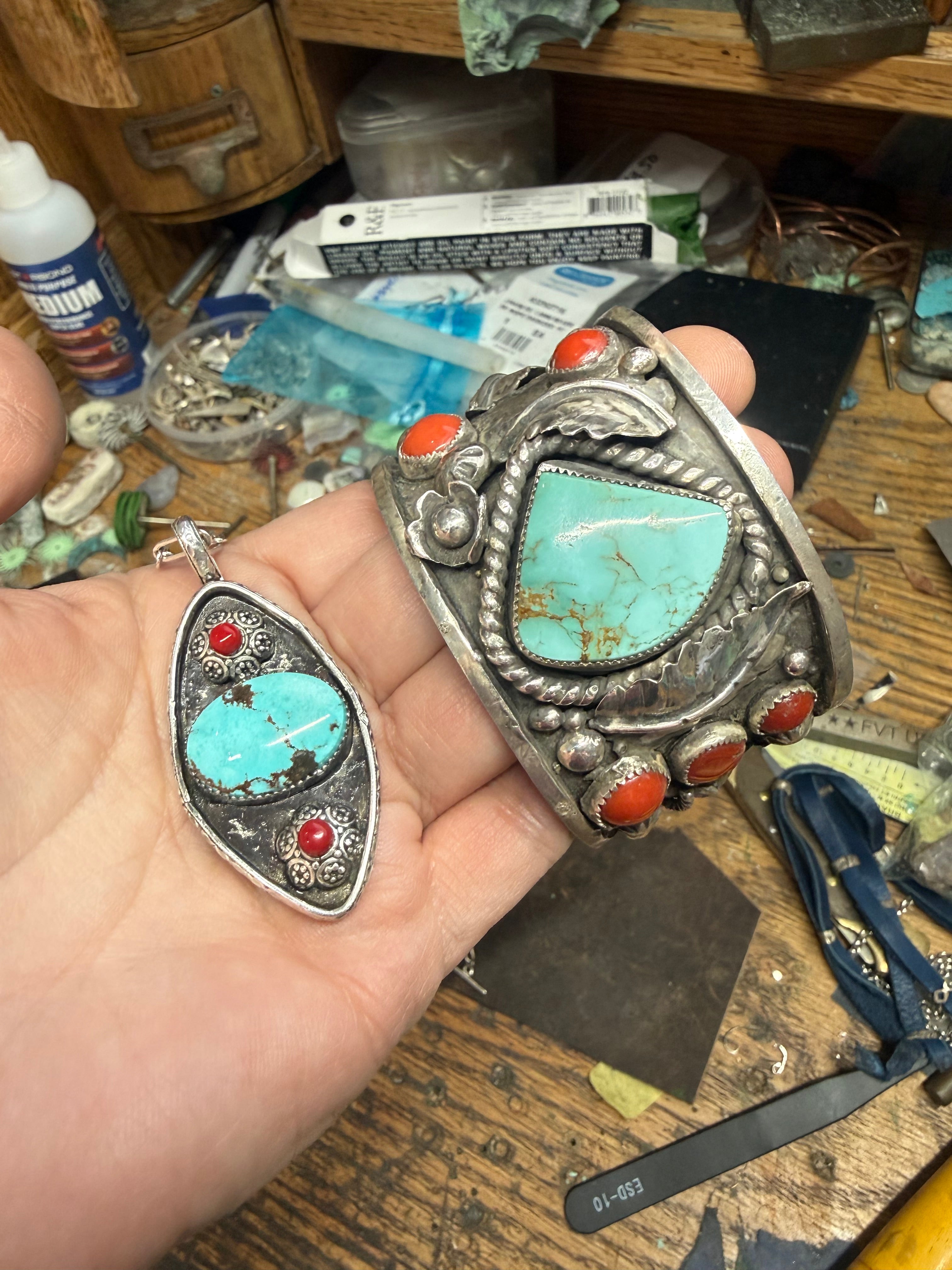 Royston Turquoise & Mediterranean Coral Cuff