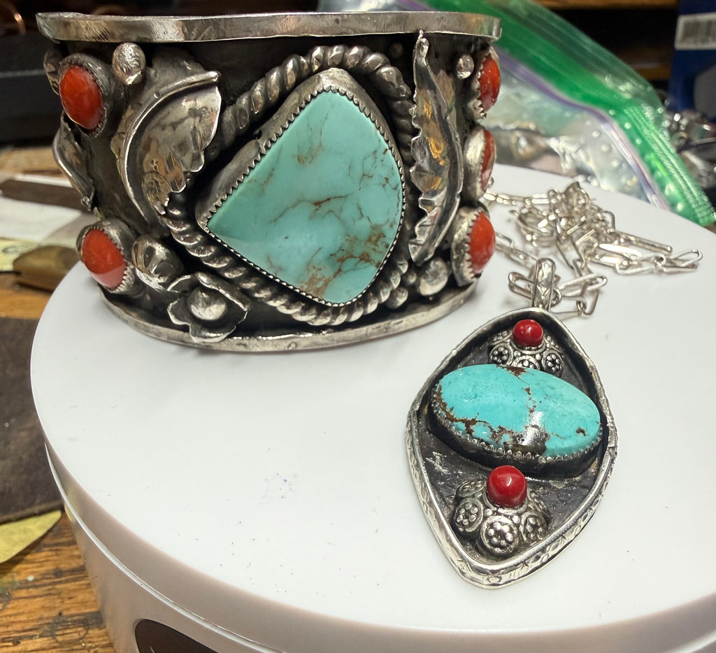 Heritage Series | Royston Turquoise Cuff & Shadowbox Pendant Collector Set