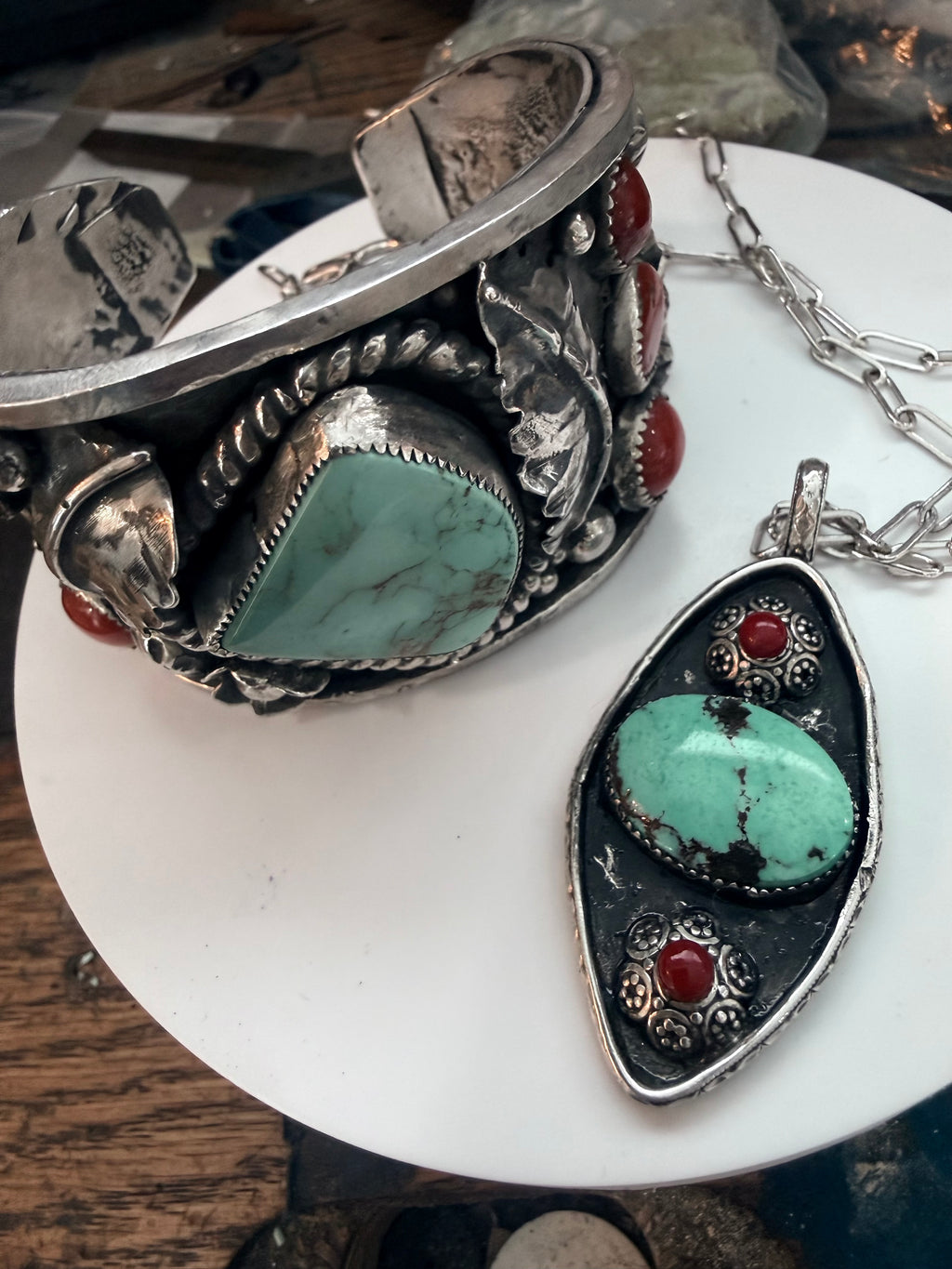 Royston Turquoise & Mediterranean Coral Cuff