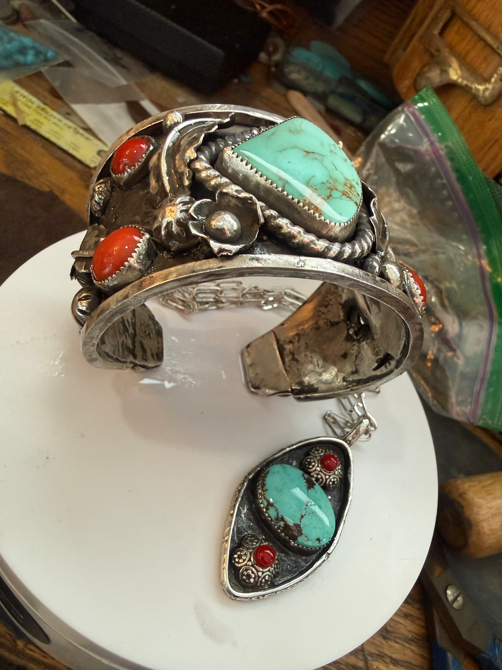 Royston Turquoise & Mediterranean Coral Cuff