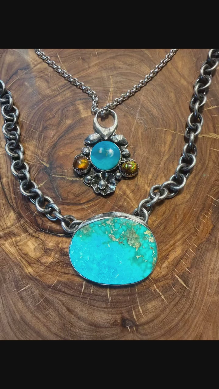 Heritage Series | Sleeping Beauty Turquoise & Arizona Fire Agate Pendant